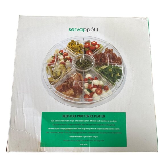 Ice Chilled Party 15" Platter Picnic Serving Tray Bowl - Picture 1 of 5